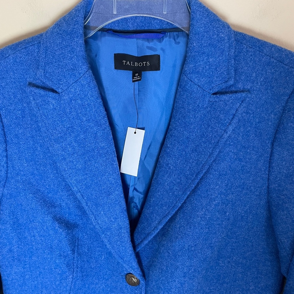 Talbots Blue Shetland Wool Blend Jacket Blazer 10 Office Business Casual NWT - Picture 6 of 13